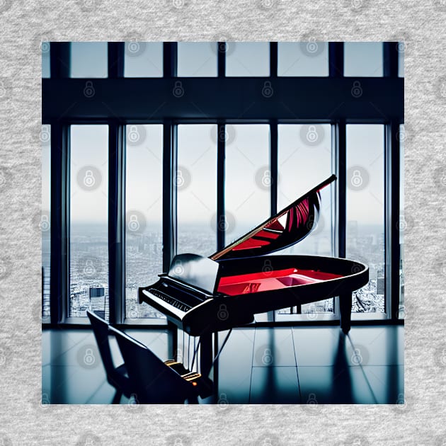 A Grand Piano Situated In A Highrise Apartment Overlooking The City. by Musical Art By Andrew